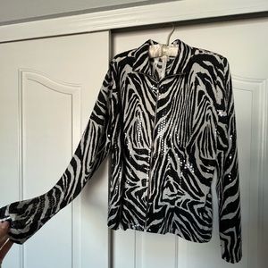 90s vintage misook zebra zip up
